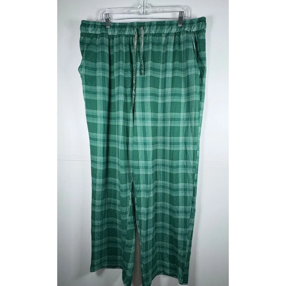 Muk Luks‎ Women's Butter Knit Lounge Pajama Set Green Buffalo Check Size 2X - Picture 7 of 12